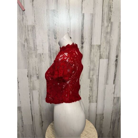 ZARA red blouse laced size medium - Picture 3 of 7